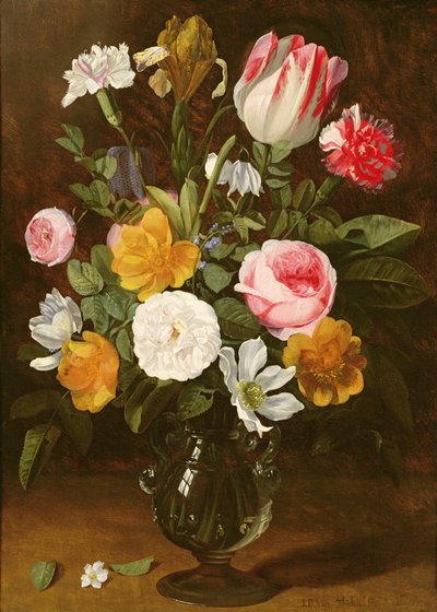 ガラス花瓶の花の静物（パネル） 作： Jan Philip van Thielen